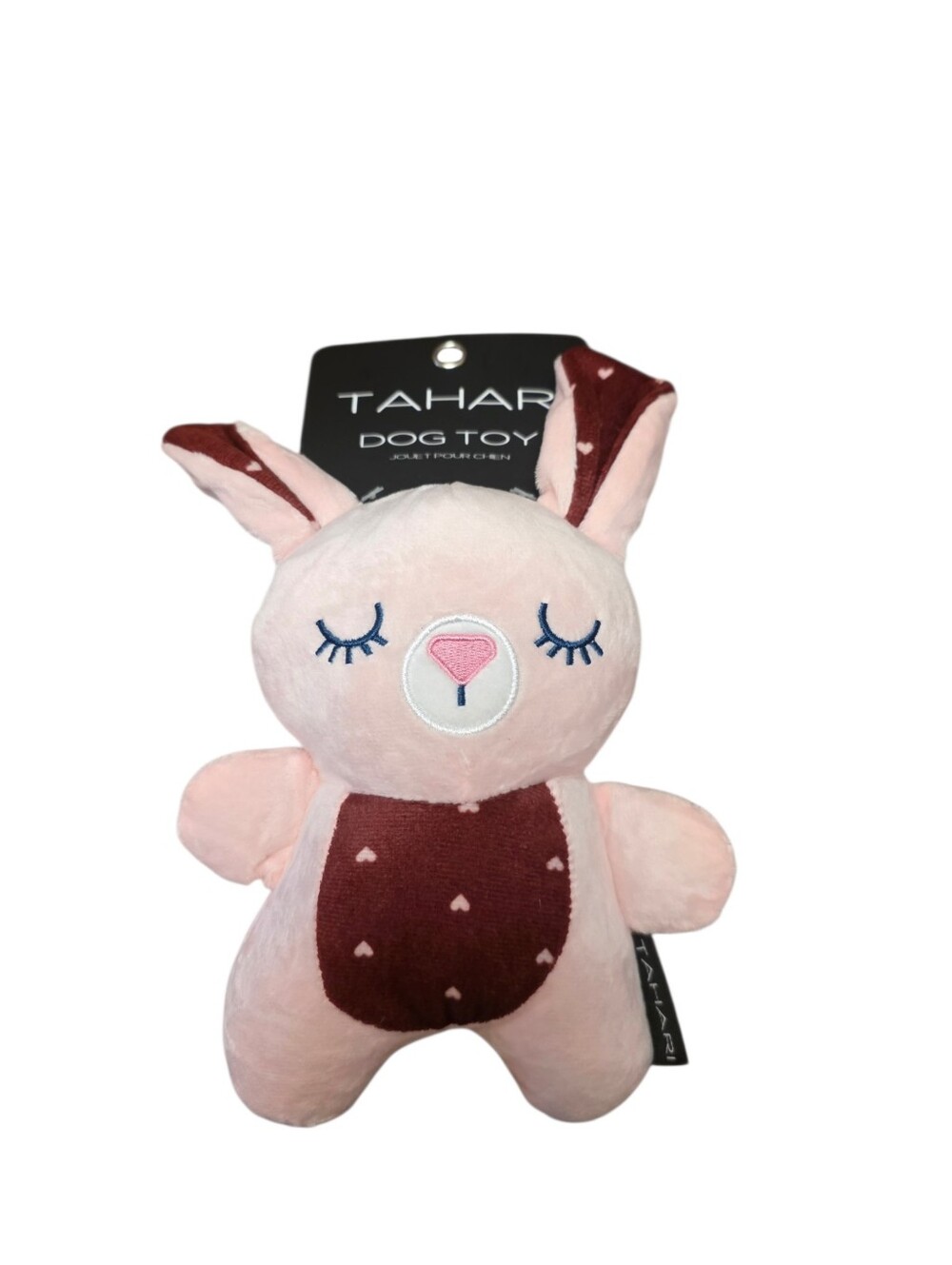 Tahari Pink Bunny Plush Squeaky Dog Toy